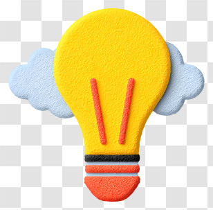 Light Bulb And Thinking - Yellow Light Bulb With Cloud Transparent PNG