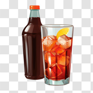Soda Cola - Cola Drink With Bottle And Ice Transparent PNG
