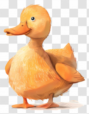 Duck - Yellow Duck Cartoon In Illustration Style Transparent PNG