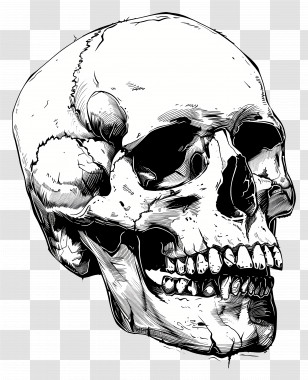 Human Skull - Detailed Human Skull Sketch Illustration Transparent PNG