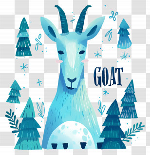 Mountain Goat - Blue Goat In Forest Transparent PNG