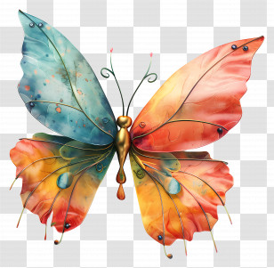 3d Butterfly - Colorful Artistic Butterfly Illustration Transparent PNG
