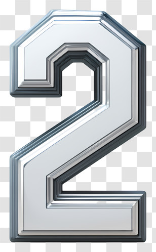 Silver Number 2 - Metallic Number Two Illustration Transparent PNG