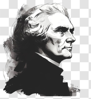 Thomas Jefferson - Black And White Portrait Illustration Transparent PNG