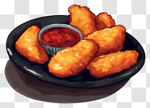 Chicken Nuggets - Crispy Fried Nuggets With Dip Transparent PNG