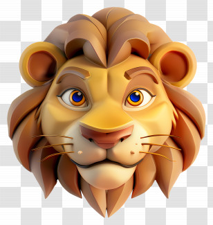 Lion Face - Majestic 3D Lion Face Illustration Transparent PNG