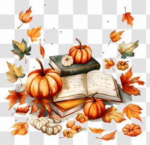 Pumpkins - Autumn Pumpkins And Books Transparent PNG