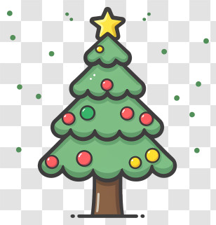 Cartoon - Cartoon Christmas Tree With Ornaments Transparent PNG