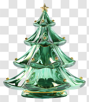 Green Glass Christmas Tree - Green Glass Christmas Tree With Ornaments Transparent PNG