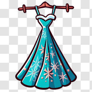 Cartoon Dress - Elegant Blue Gown With Sparkles Transparent PNG