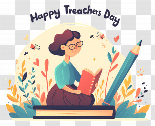 Happy Teachers Day - Teacher With Book For Teachers Day Transparent PNG