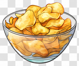 Bowl Of Potato Chips - Bowl Of Crunchy Potato Chips Transparent PNG