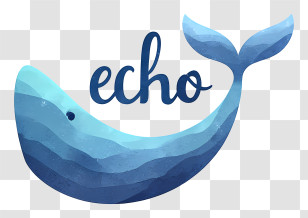 Echo Logo - Echo Whale Watercolor Logo Transparent PNG