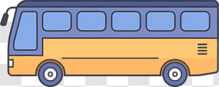 Icon - Yellow And Blue School Bus Cartoon Illustration Transparent PNG
