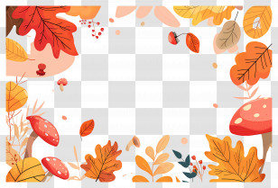 Autumn Background - Autumn Leaves Frame With Mushrooms Transparent PNG