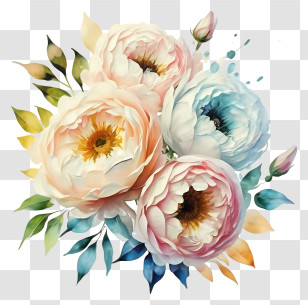 Painting - Pastel Flower Composition In Watercolor Style Transparent PNG