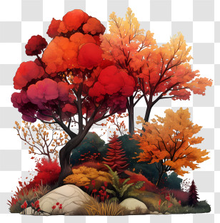 Autumn Park - Colorful Autumn Trees In Forest Transparent PNG