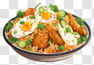 Flat Chicken Biryani - Chicken And Rice Dish With Eggs And Lime Transparent PNG