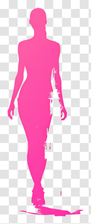 Barbie Silhouette - Pink Woman Silhouette With Glitch Effect Transparent PNG