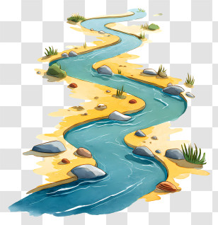 Winding Path Along Beach - Winding River With Rocks And Sand Transparent PNG