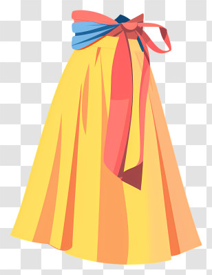 Skirt - Yellow Skirt With Colorful Sash Transparent PNG