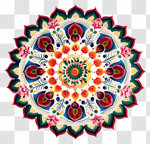 Small Pookalam - Colorful Mandala Design With Intricate Patterns Transparent PNG