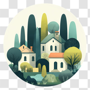 Houses And Trees - Small Cute Doodle House Transparent PNG