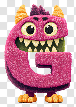 Cute Monster Alphabet G - Monster Letter G With Furry Texture Transparent PNG