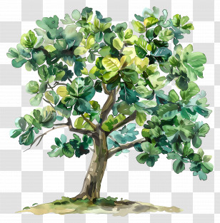 Fig Tree - Lush Green Leafy Tree Illustration Transparent PNG