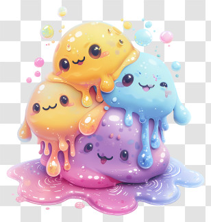 Kawaii - Cute Colorful Blobs Transparent PNG