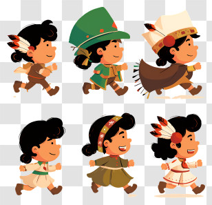 Group Of Children - Playful Cartoon Children In Costumes Transparent PNG