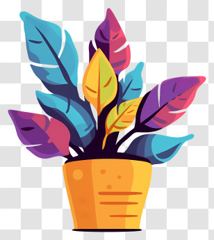 Flower Pot - Cartoon Colorful Potted Plant Illustration Transparent PNG