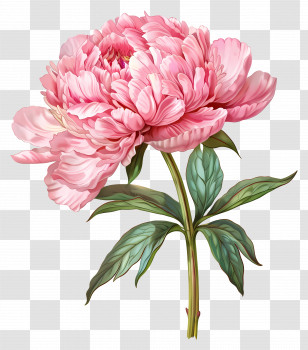 Pink Peony - Pink Peony Flower Illustration Transparent PNG