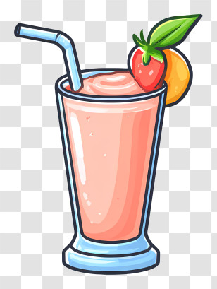 Smoothies Icon - Fruit Smoothie With Straw And Garnish Transparent PNG