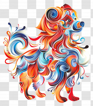 Chinese Zodiacs - Vividly Colored Decorative Dog With Creative Patterns Transparent PNG