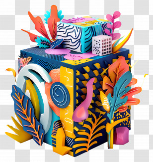 3d Creative Box - Colorful Abstract Art With 3D Elements Transparent PNG