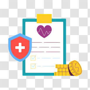 Icon - Health Insurance Concept With Coins And Heart Symbol Transparent PNG