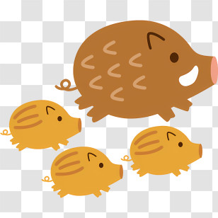 Pig - Cute Wild Boar Family Illustration Transparent PNG