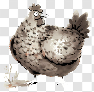 Ink Hen - Farm Chicken Illustration Transparent PNG