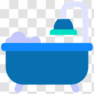 Bathtub - Flat Blue Bathtub Illustration Transparent PNG