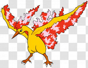Moltres - Mythical Fire Bird With Flaming Wings Transparent PNG