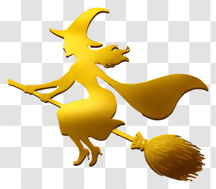 Witch Silhouette - Gold Witch Flying Silhouette Transparent PNG