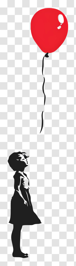 Girl Silhouette - Girl Holding Red Balloon Illustration Transparent PNG