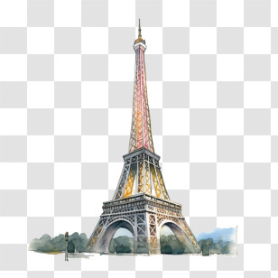 Eiffel Tower - Eiffel Tower In Watercolor Illustration Transparent PNG