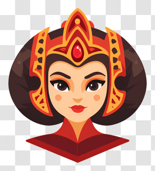 Queen Amidala - Regal Red Queen Portrait Transparent PNG