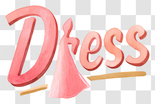 Dress Logo - Pink Watercolor Dress Wordmark Transparent PNG