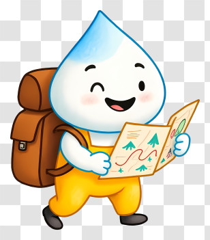 Water Drop Mascot - Water Drop Explorer With Map Transparent PNG