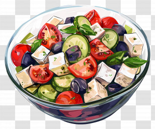 Greek Salad - Vibrant Bowl Of Fresh Vegetable Salad Transparent PNG