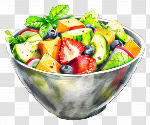 Waldorf Salad - Fresh And Colorful Fruit Salad In A Bowl Transparent PNG