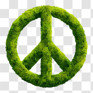 Mossy Peace Symbol - Green Peace Symbol Made Of Leaves Transparent PNG